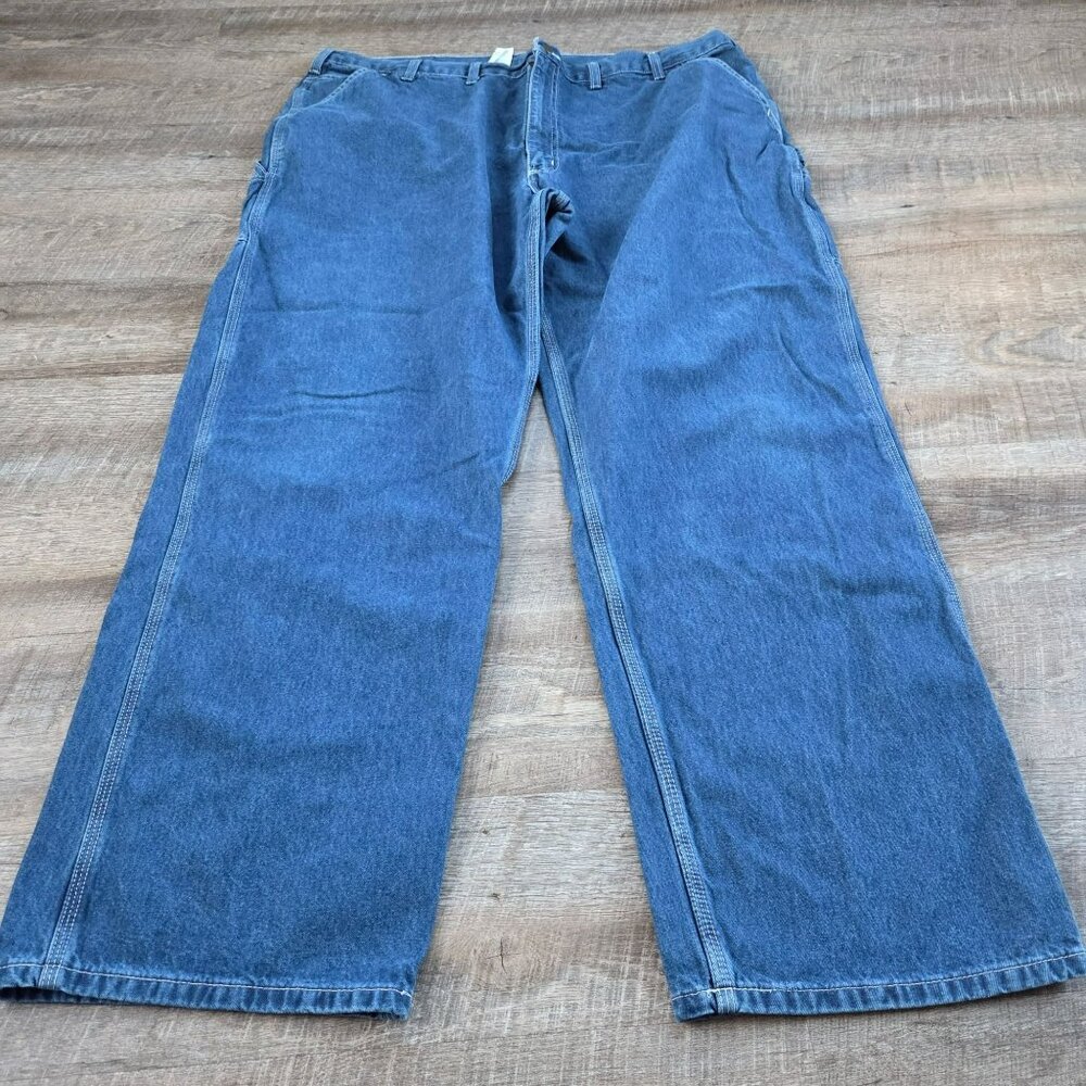 Men's Carhartt 46x32 Denim Blue Jeans Work Wear RN14806